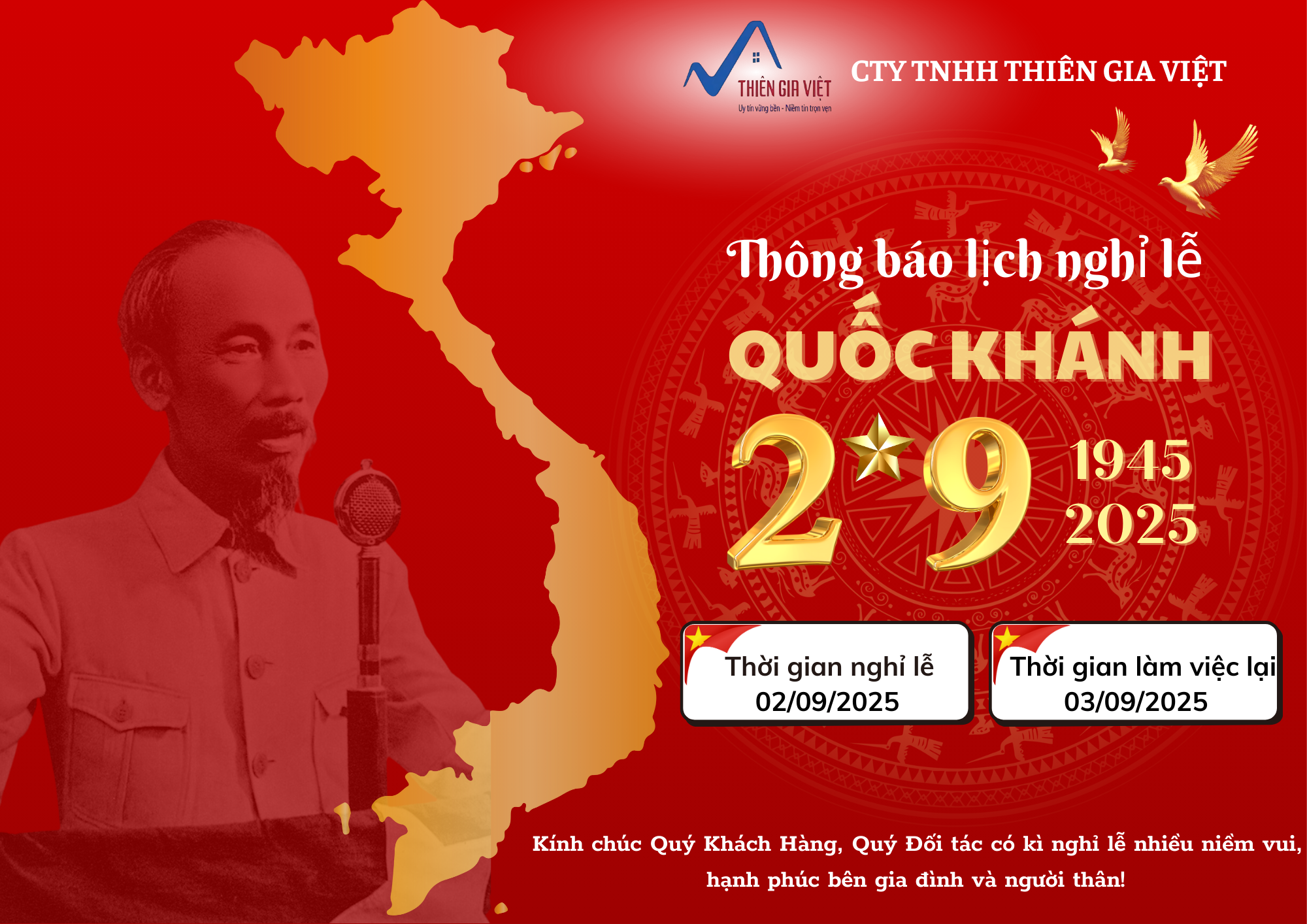 Thông báo nghỉ lễ 2/9/2025